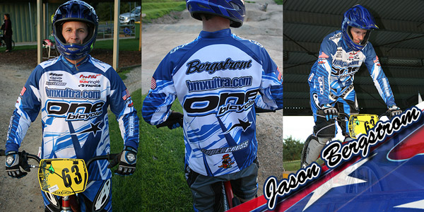 Jason Bergstrom modelling the new bmxultra.com/One Bicycles jersey