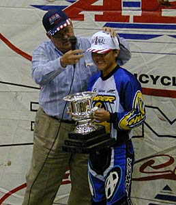 Alice accepting the #1 at the 2001 ABA Grands