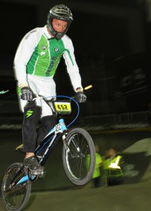 Ireland’s Kelvin Batey in action on the way to winning the Masters title at the UCI BMX World Championships at Vector Arena, Auckland tonight